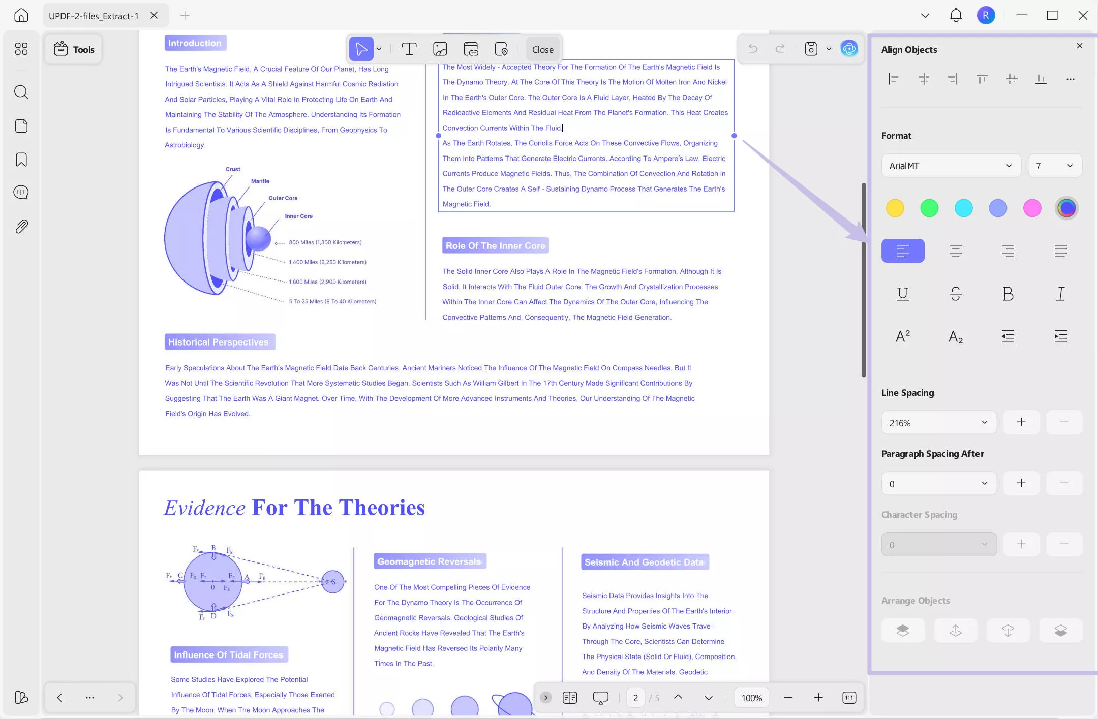 Edit text with updf on windows
