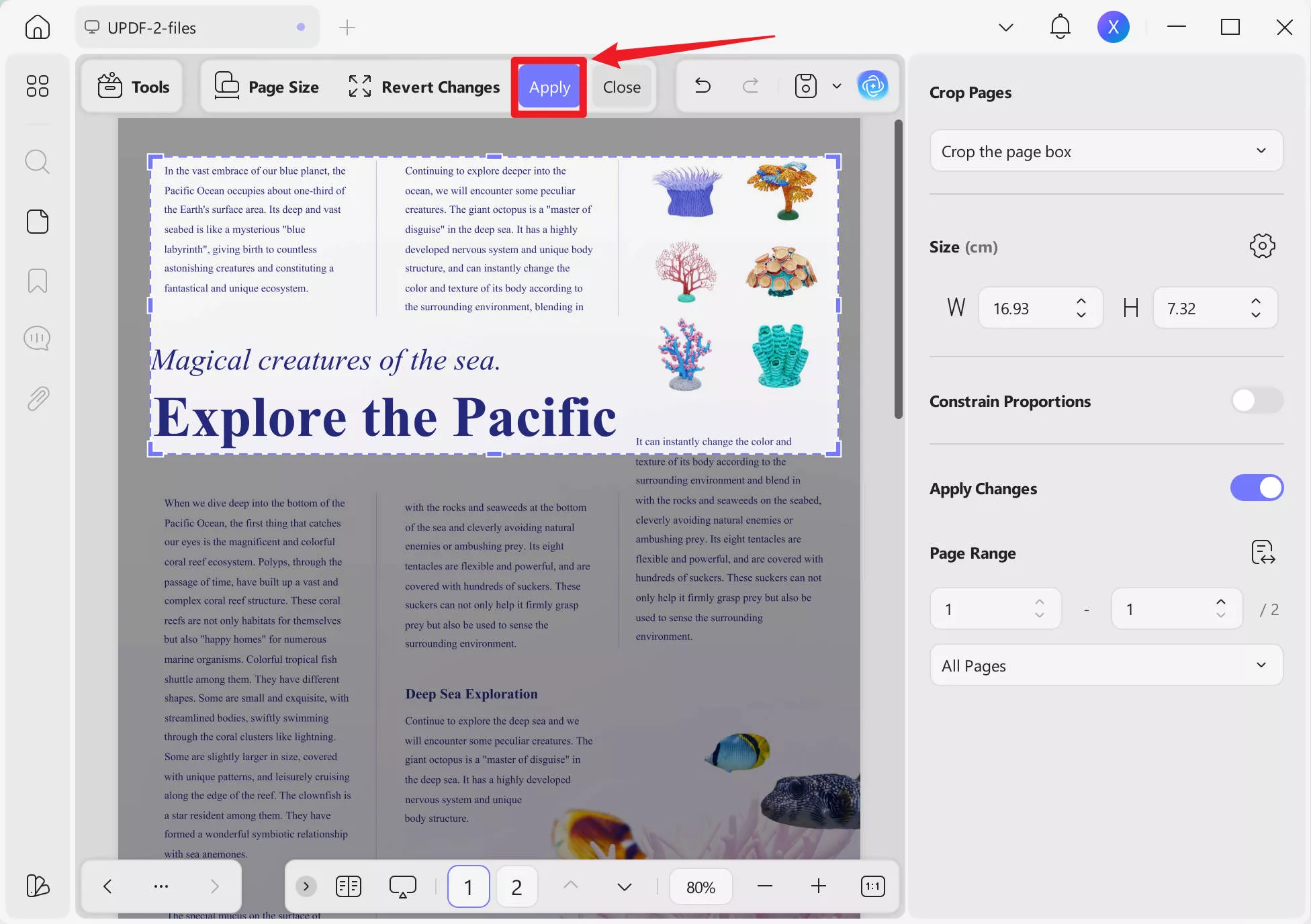 apply crop updf windows