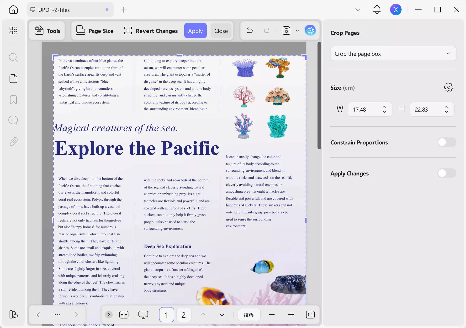 Crop Feature in Use in UPDF