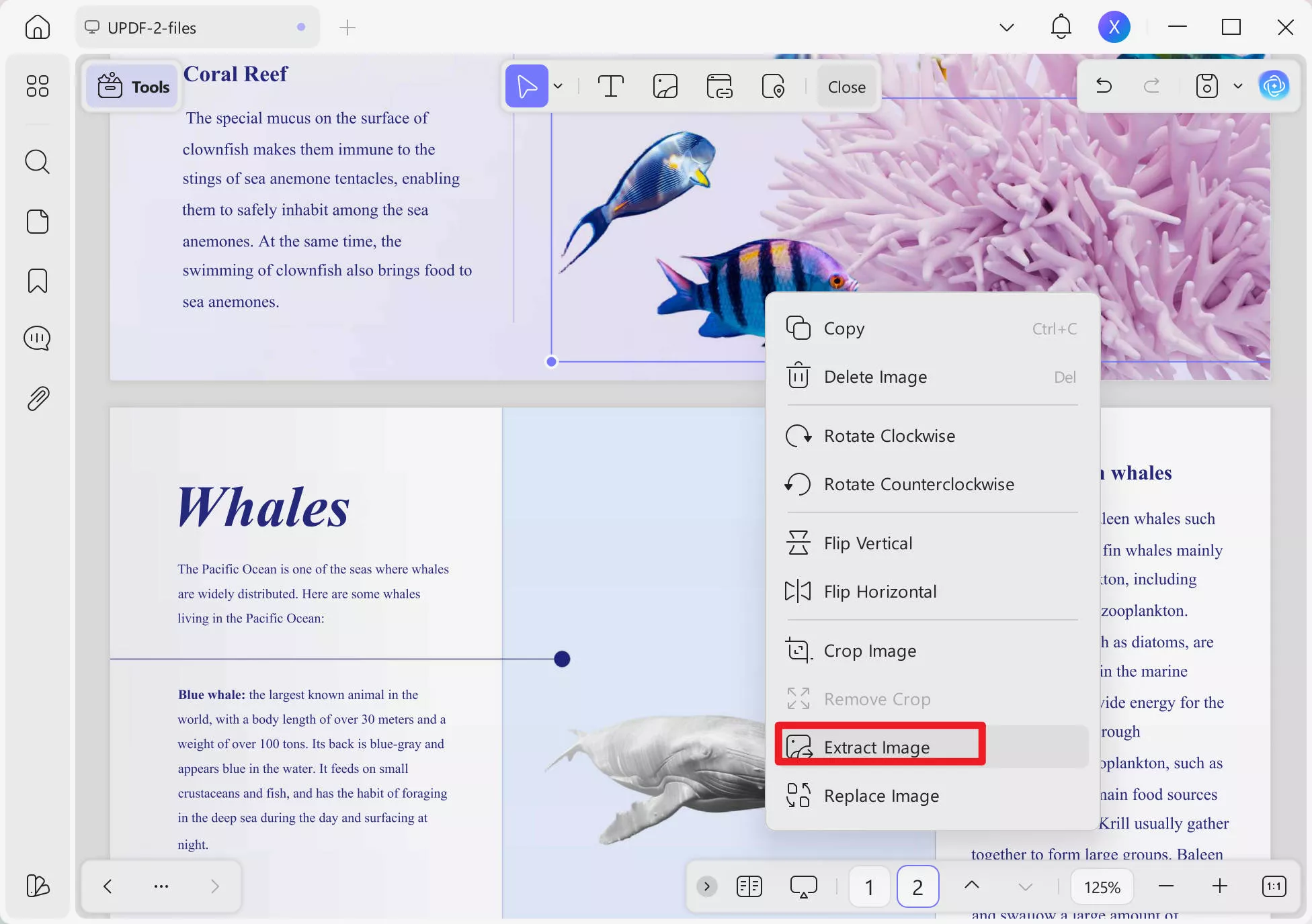 The "Extract Image" Button on UPDF to extract image from PDF