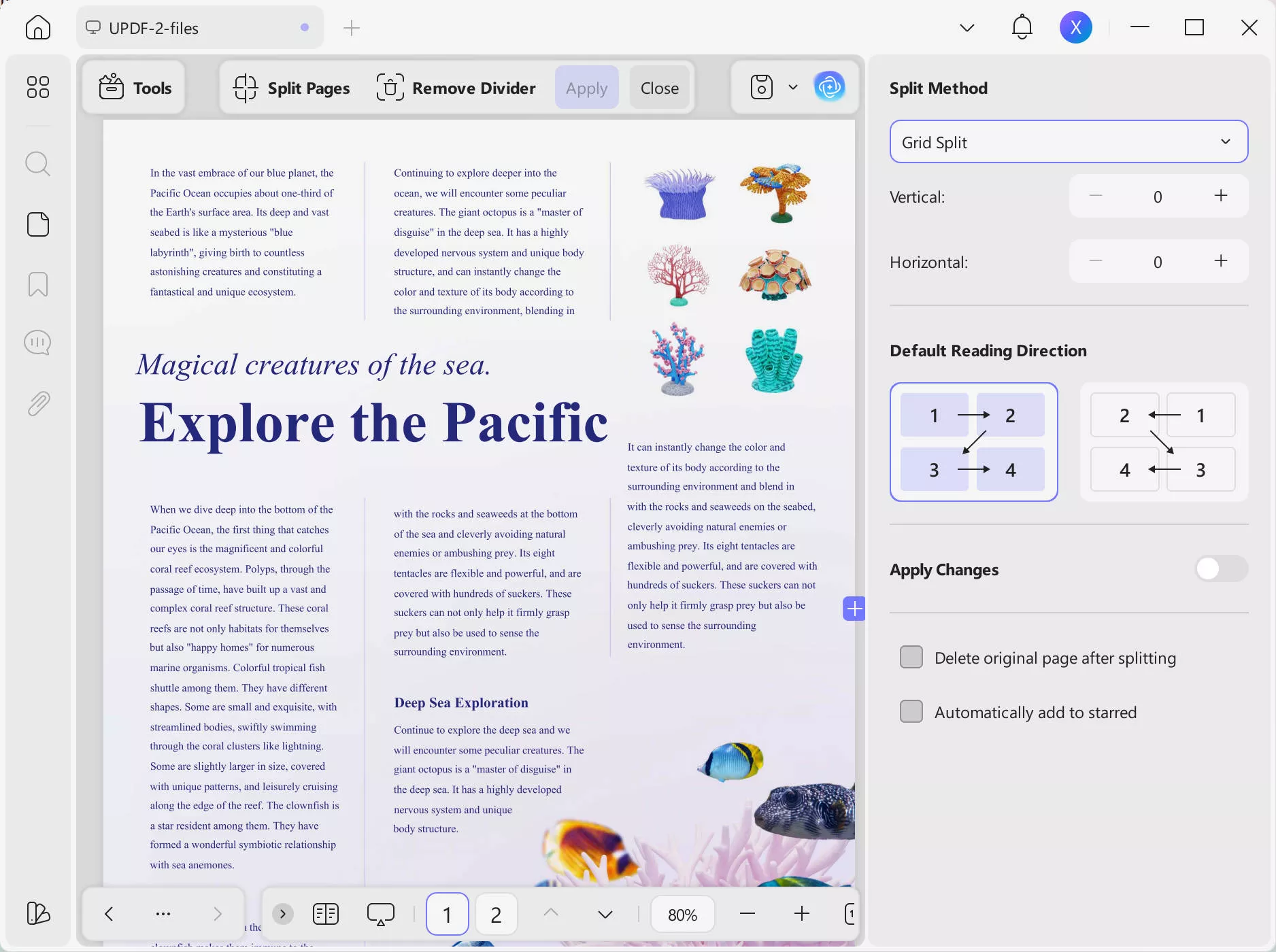 Add Horizontal Split in UPDF