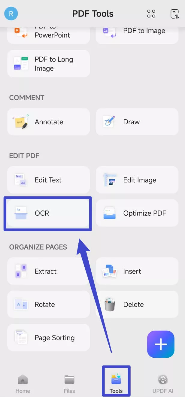 ocr feature with updf on android