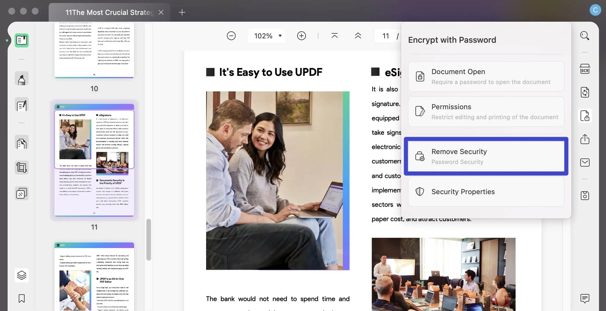How to edit a downloaded PDF on Mac click remove security with UPDF on Mac