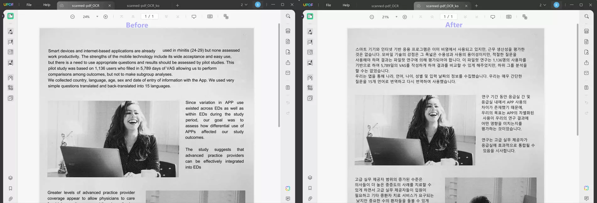 translate scanned documents using UPDF