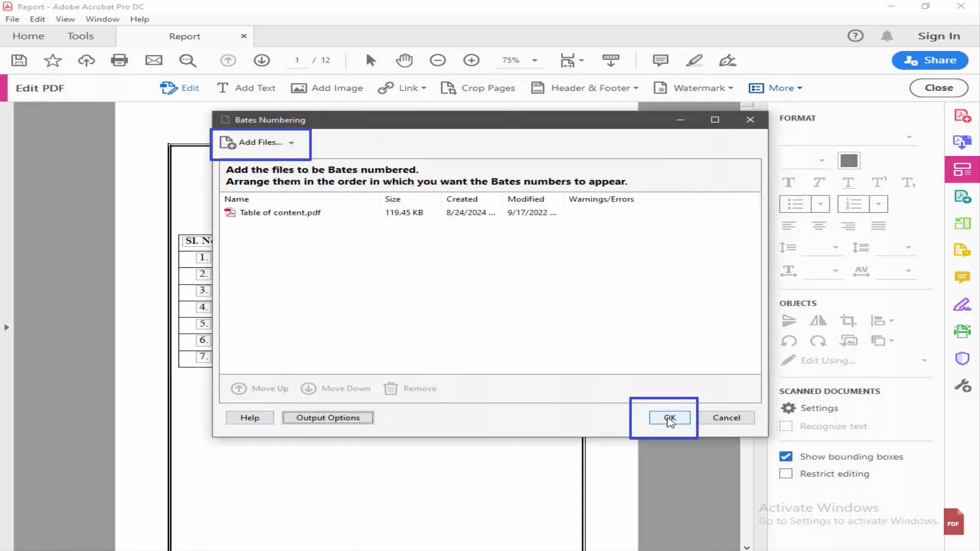 adobe bates numbering 3
