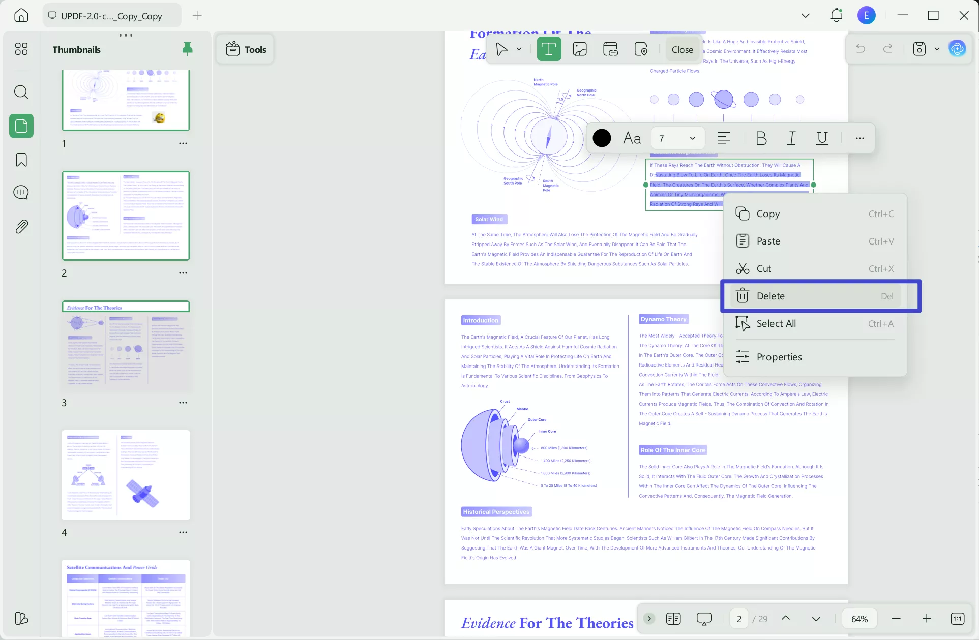 Erase text by right-clicking