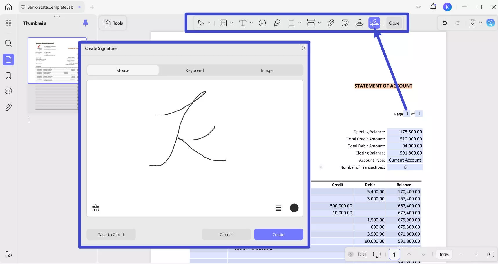 annotate a bank statement