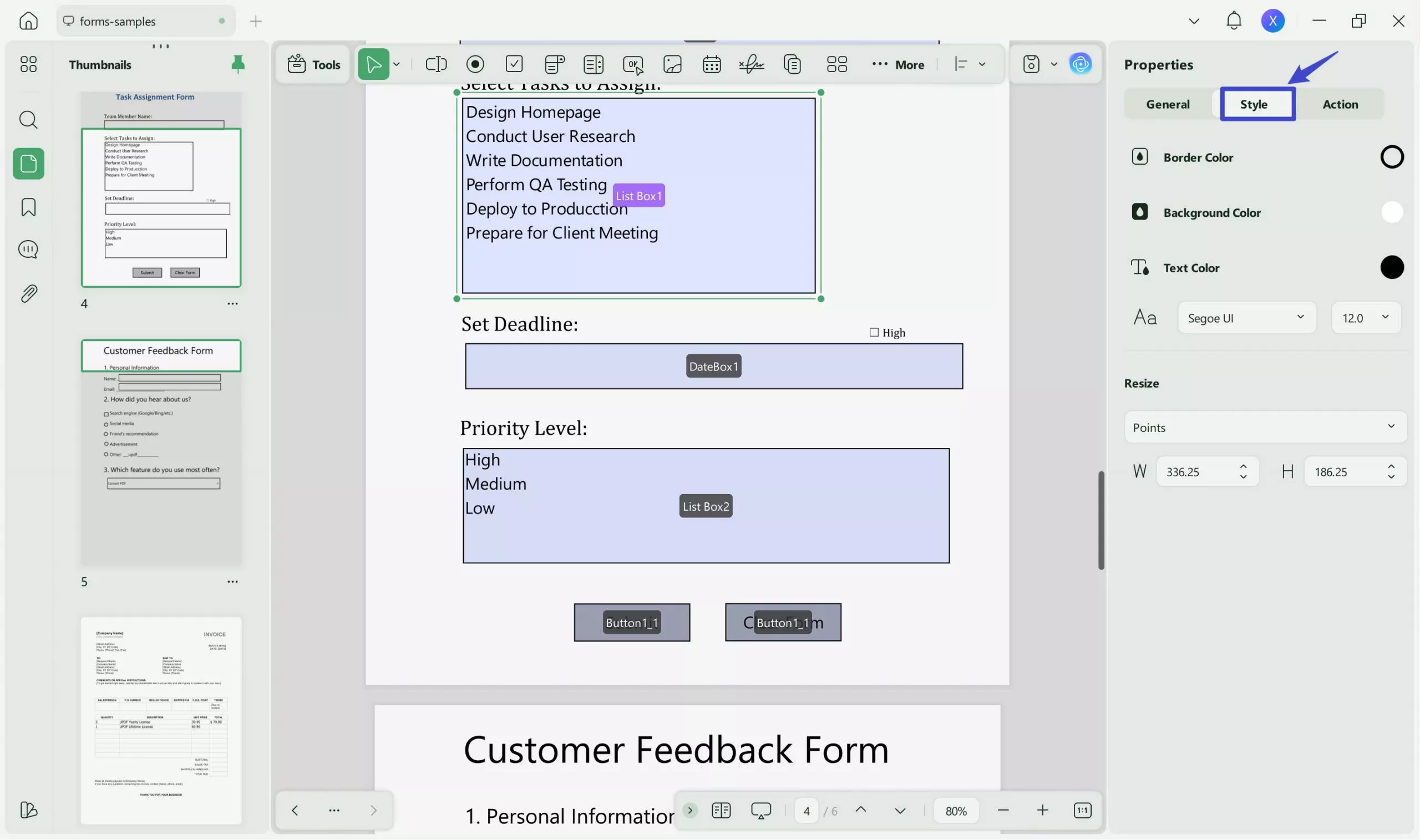 change font size in pdf fillable filed