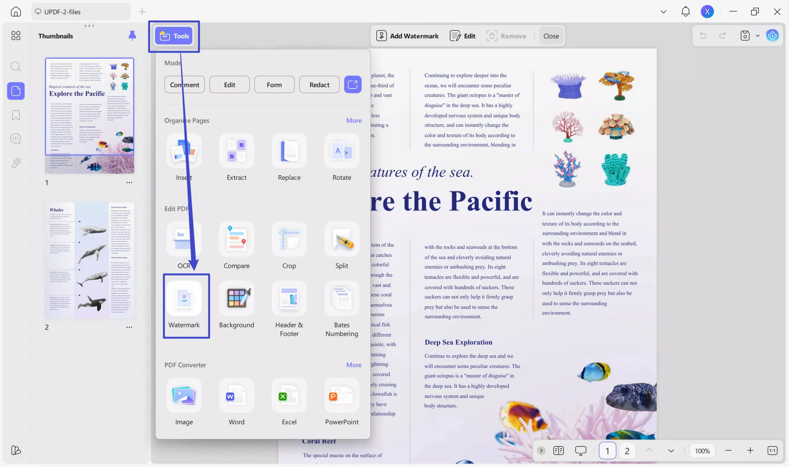 Create watermarks with UPDF step 1