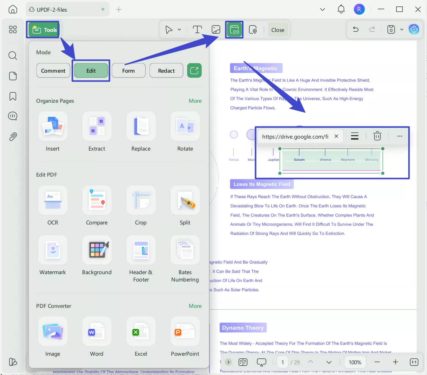 add audio link updf windows