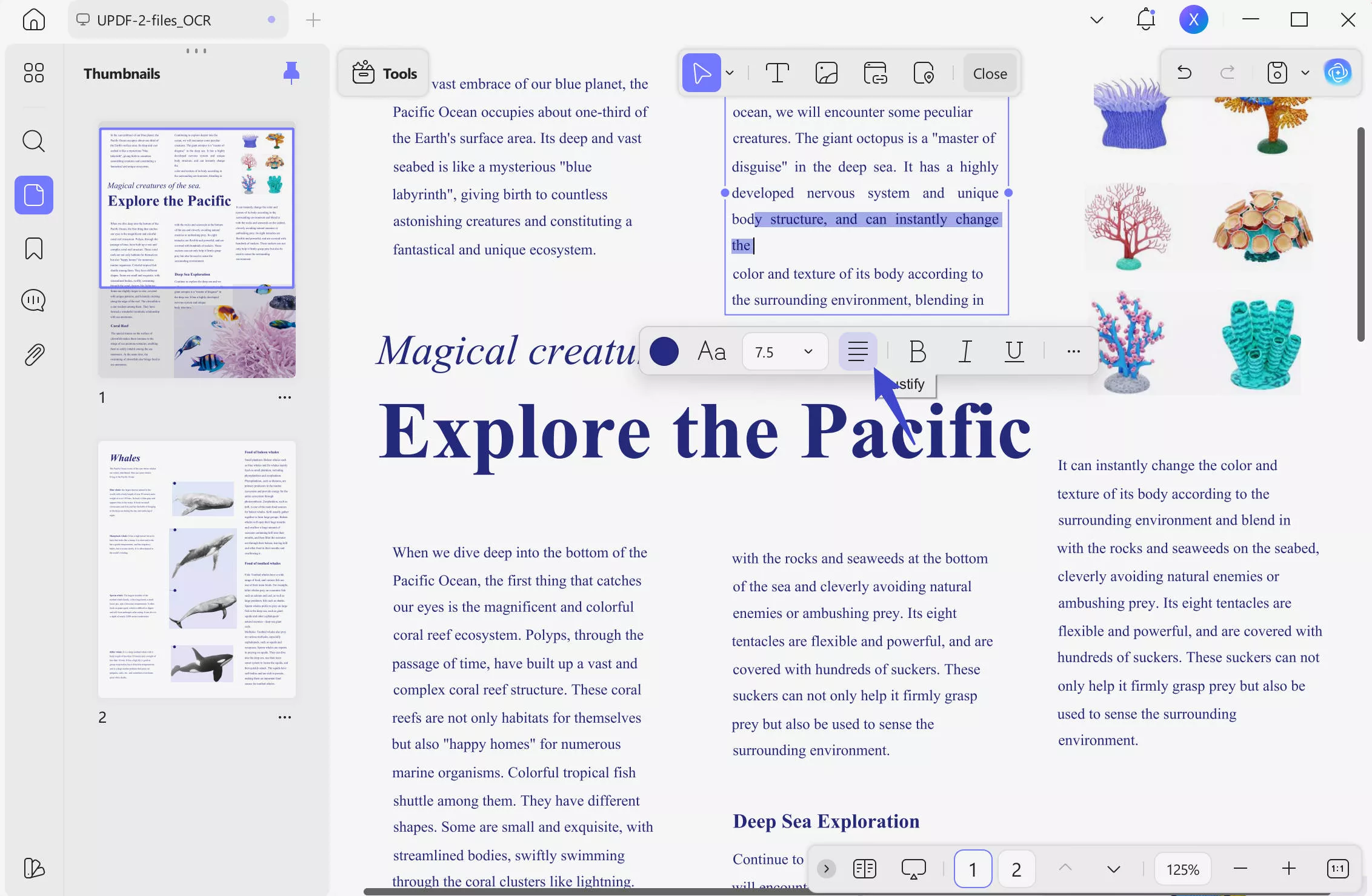 how to align text in PDF updf
