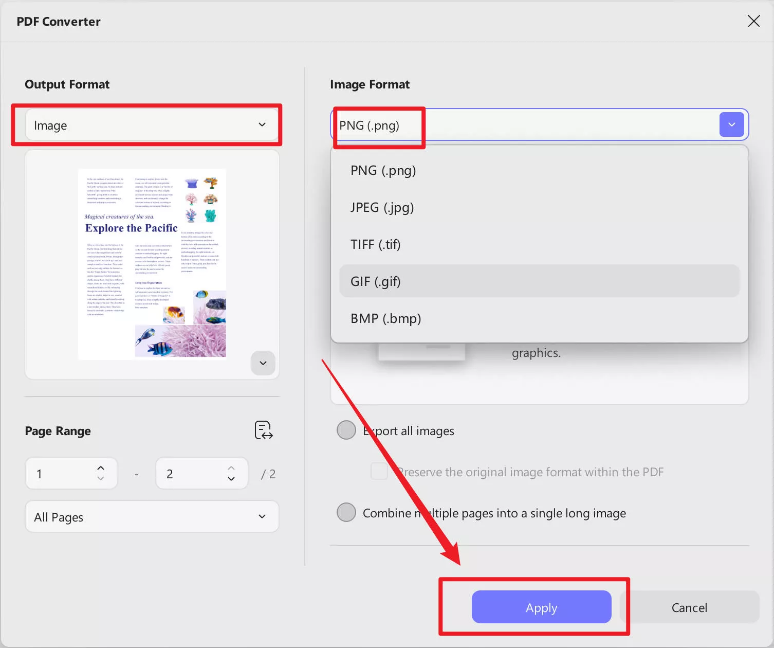 how to post pdf to facebook output format