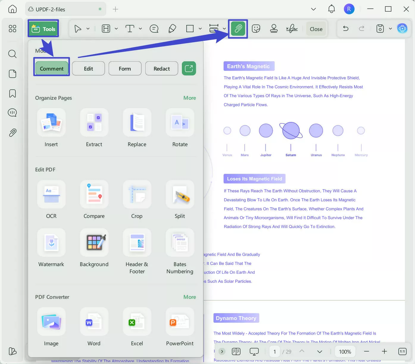 attachment updf windows