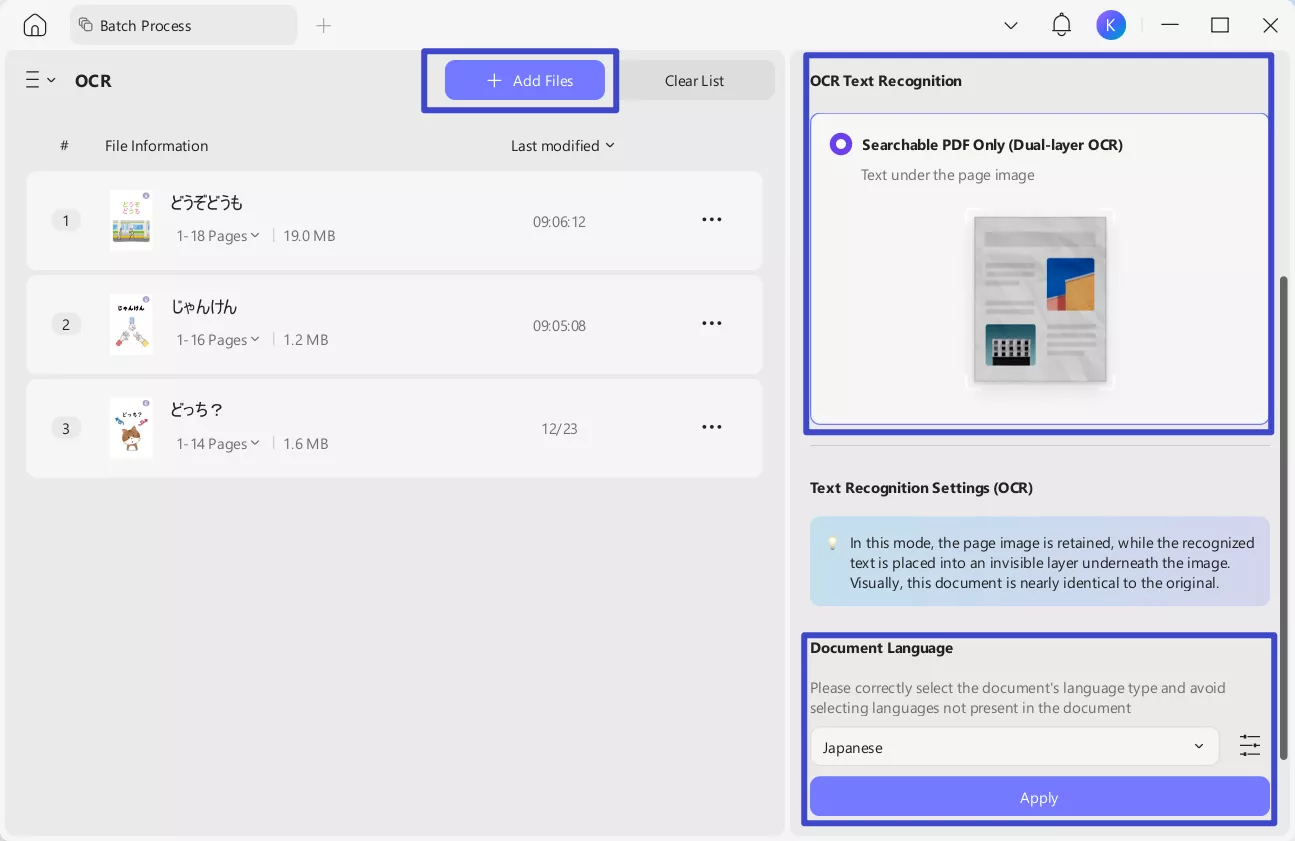 batch ocr japanese ebook