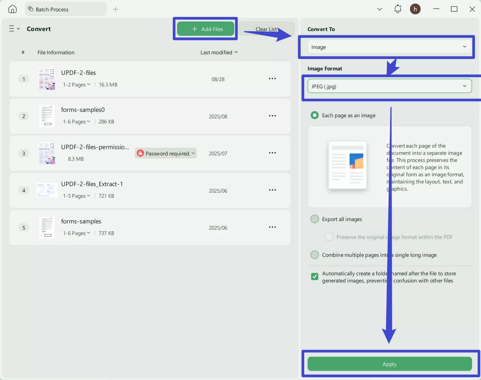 batch pdf to jpg updf windows