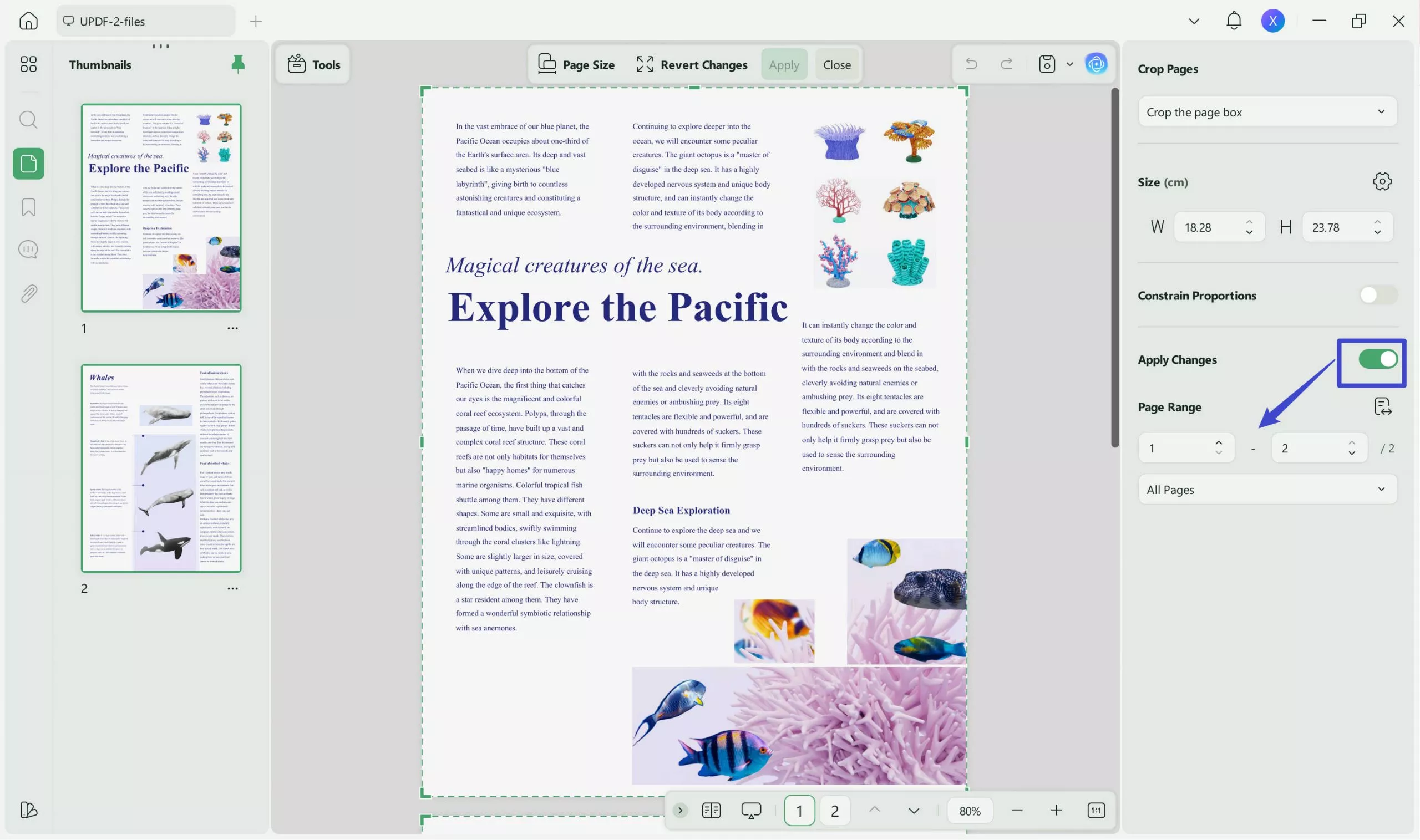 crop multi page pdf updf