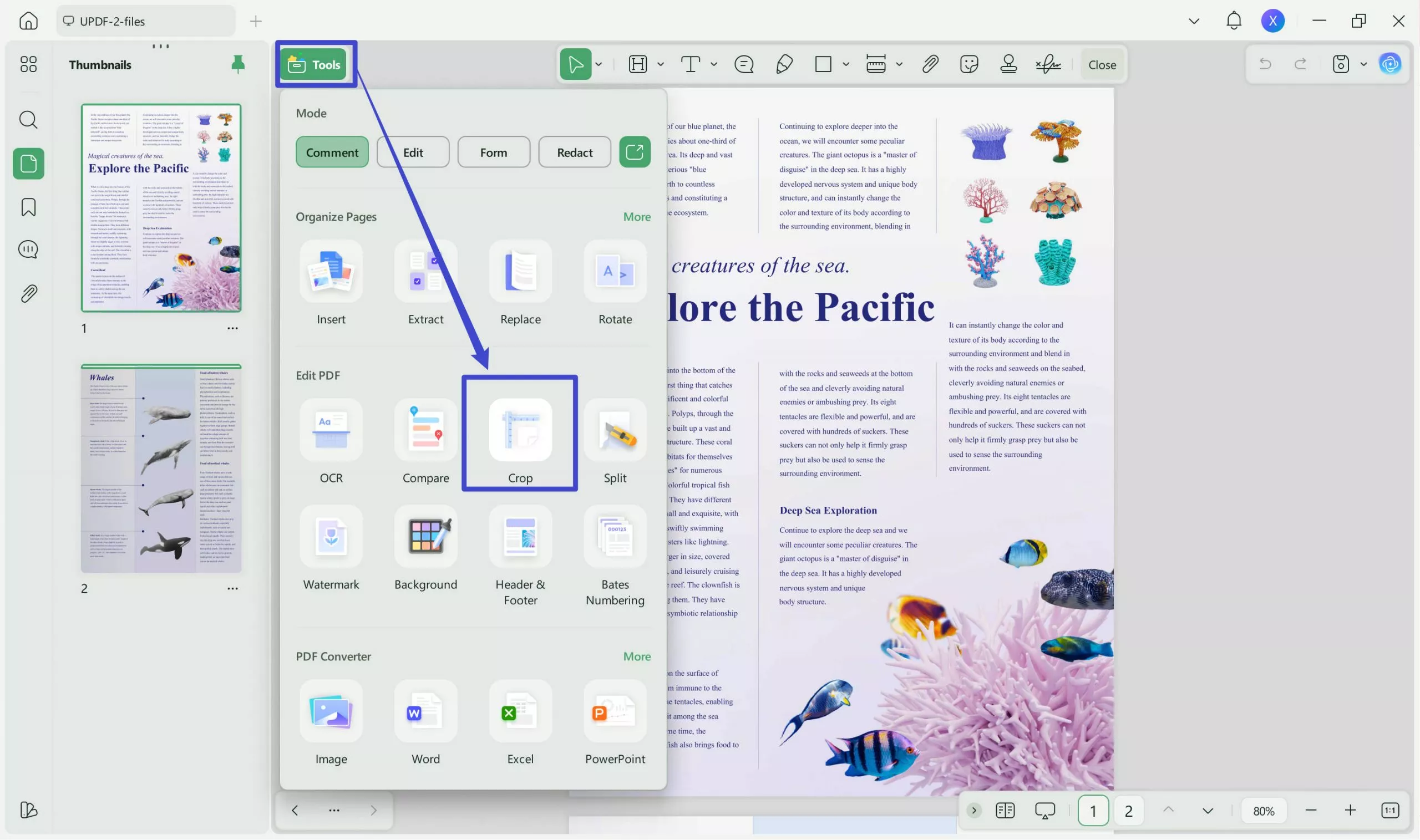 crop multi page pdf updf
