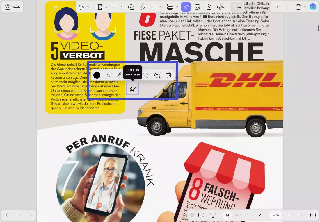 add attacment in pdf