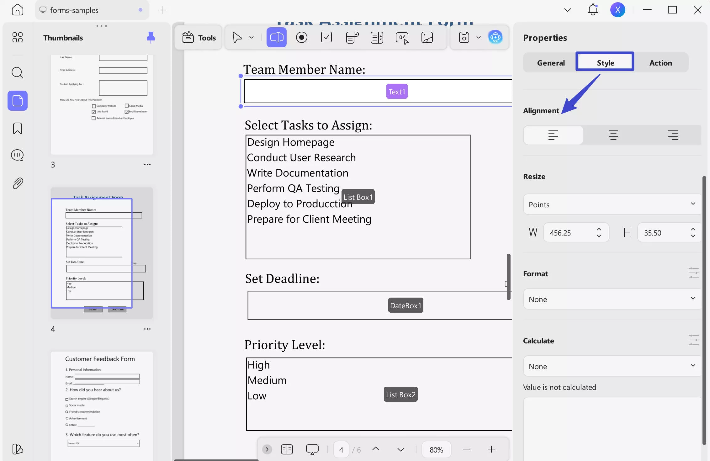 how to align text box in PDF updf