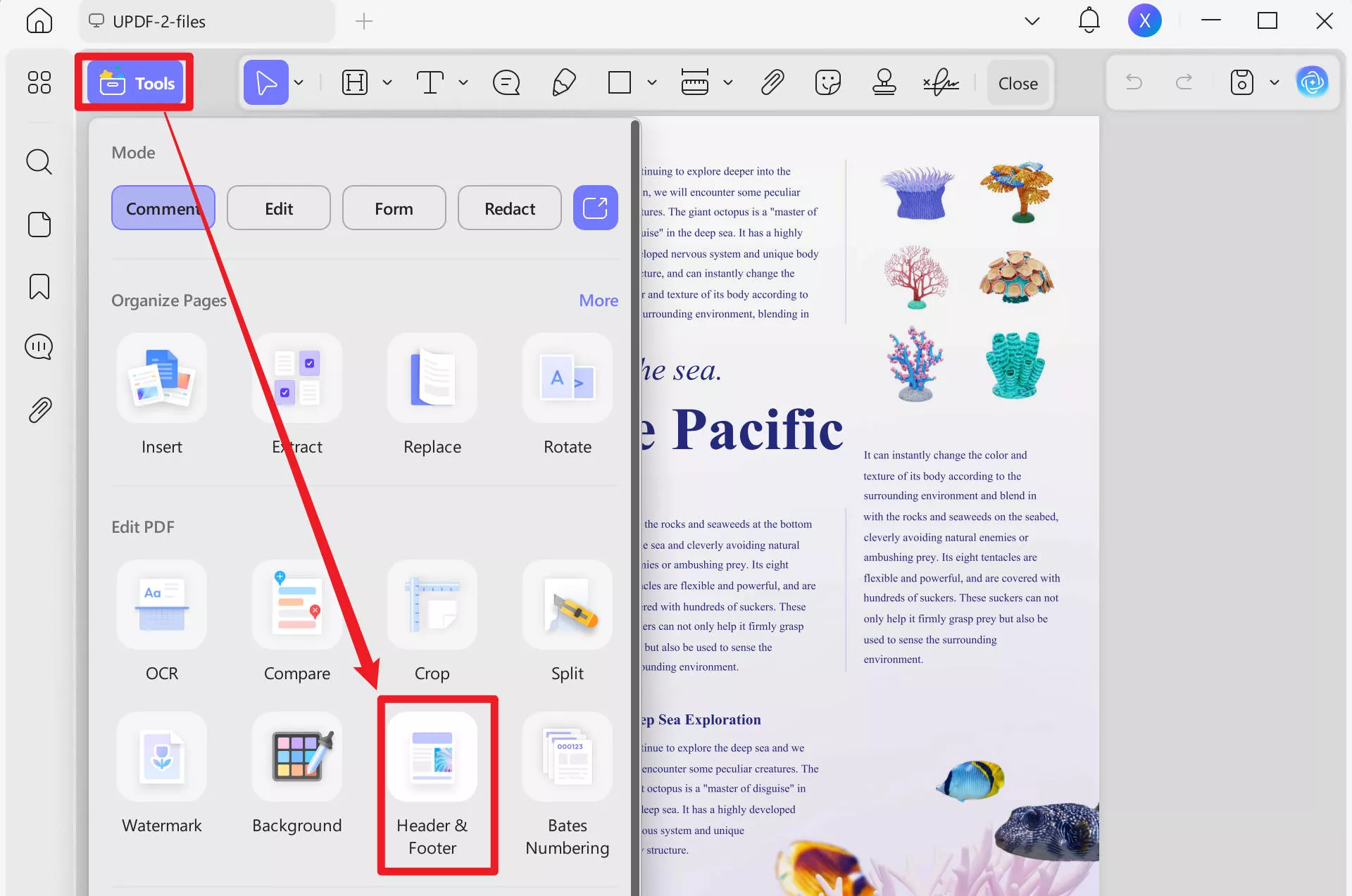 different footer on each page word updf add header and footer