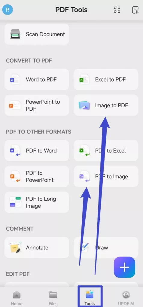 image from to pdf updf android