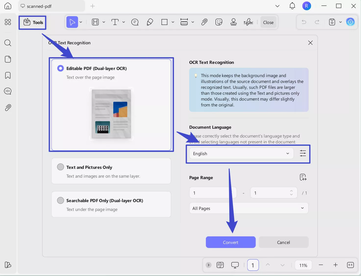 OCR Scanned PDF with UPDF on Windows