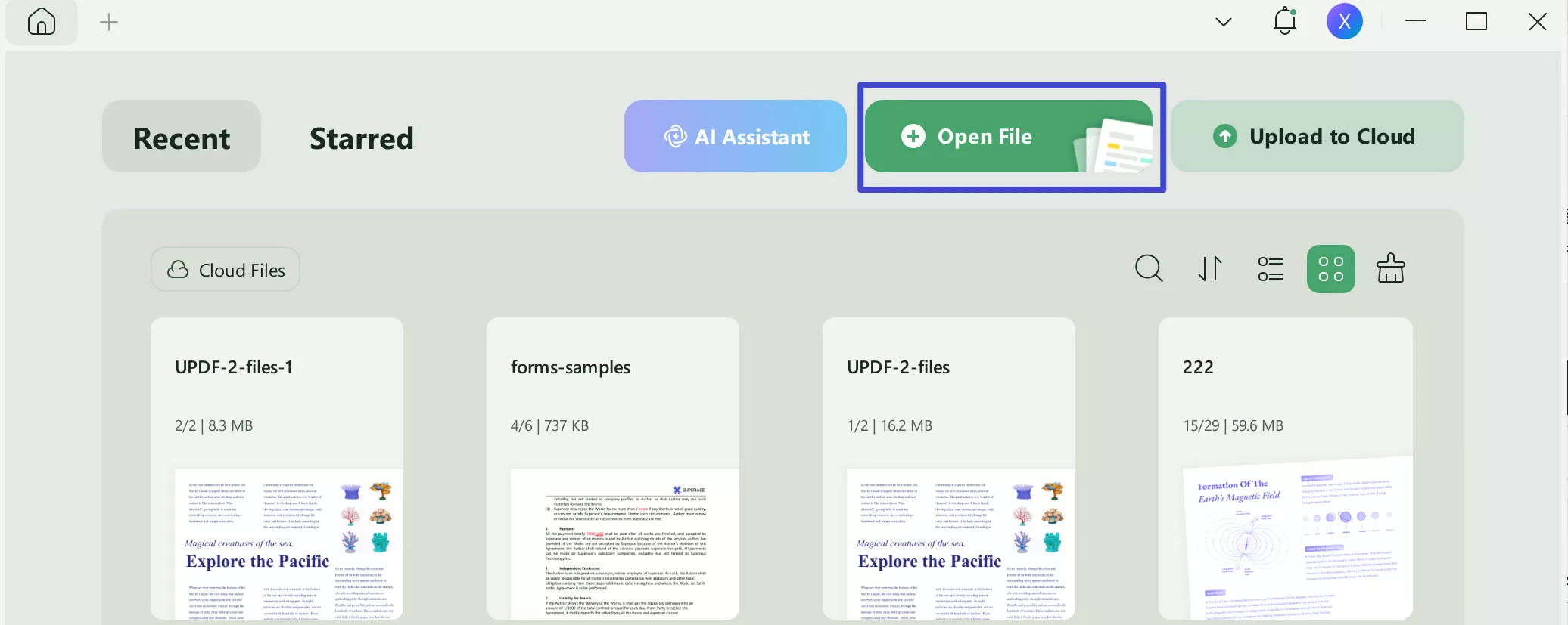 open file on windows with updf
