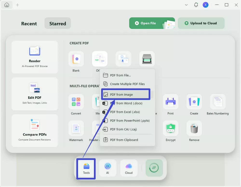 select the pdf from image button