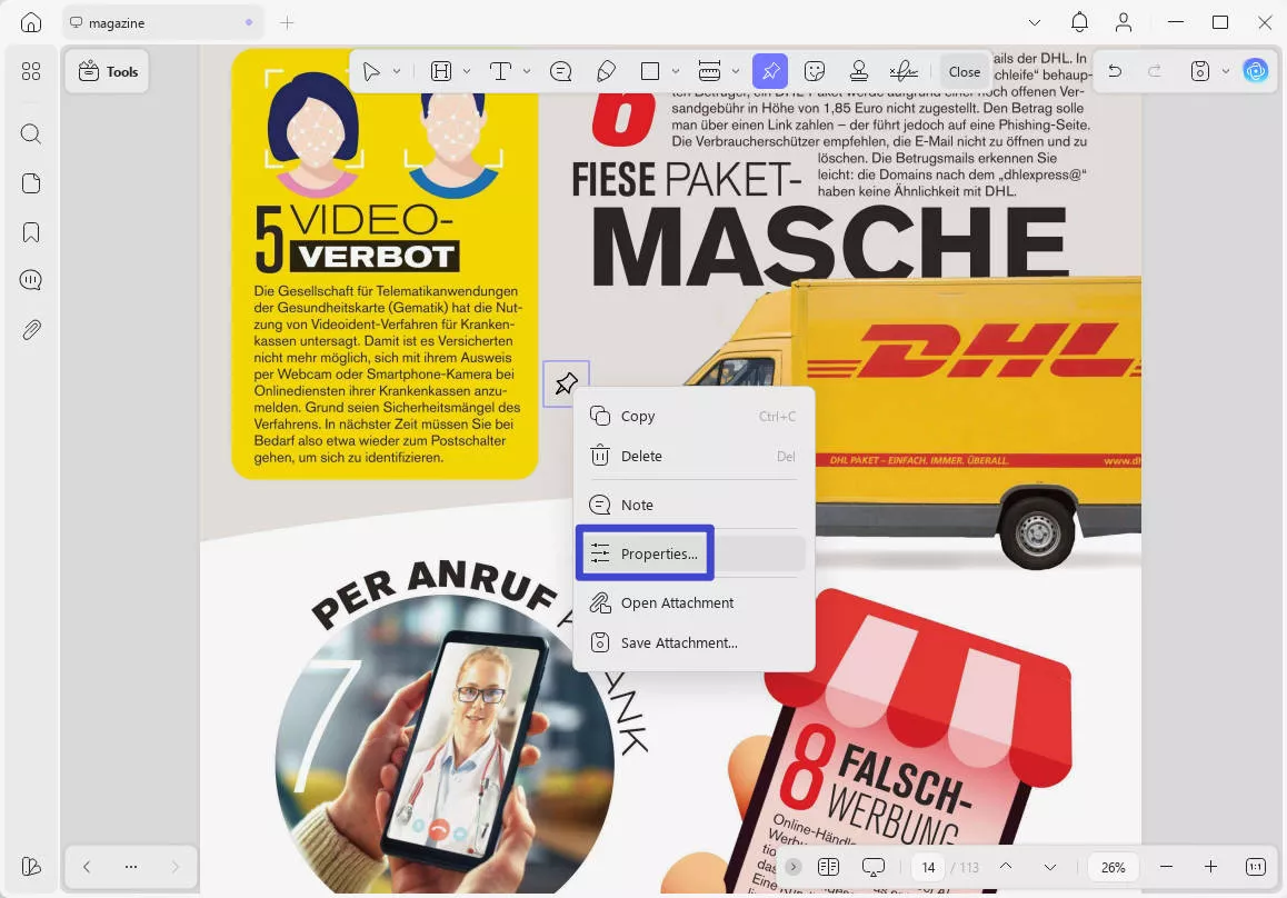 link properties updf