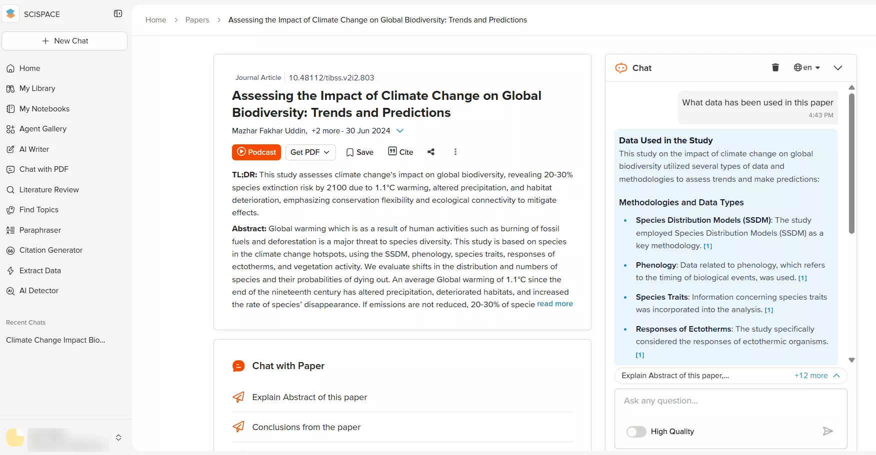 scispace data used in study