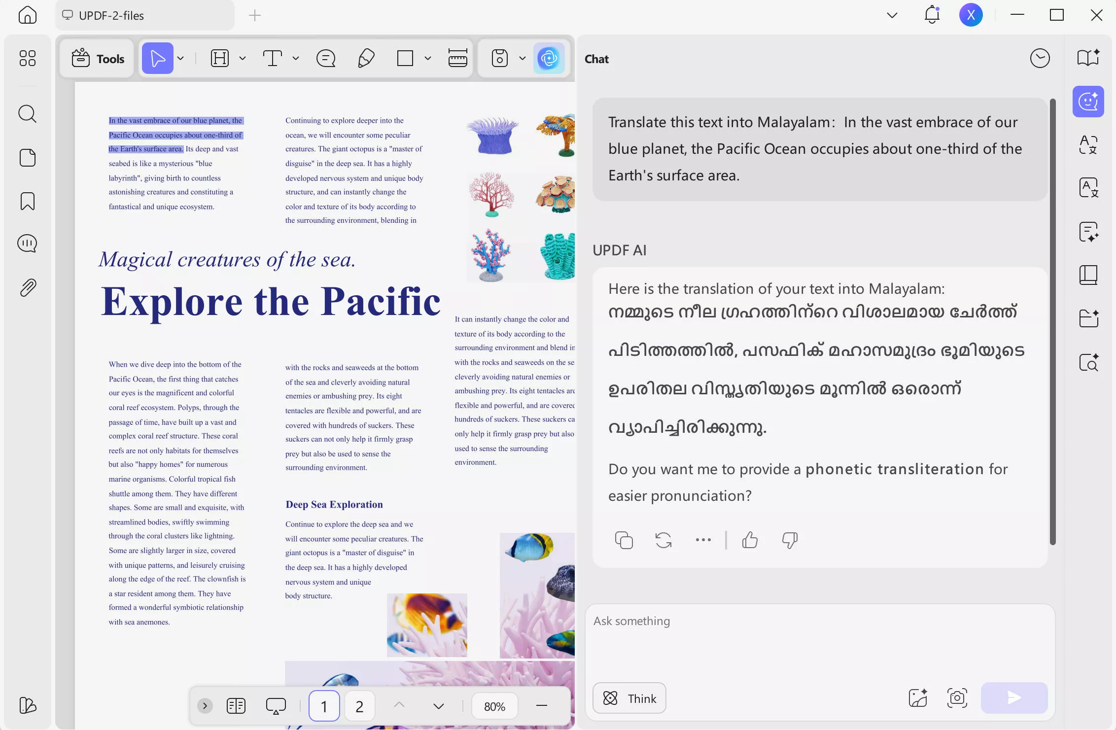 Translate English PDF to malayalam