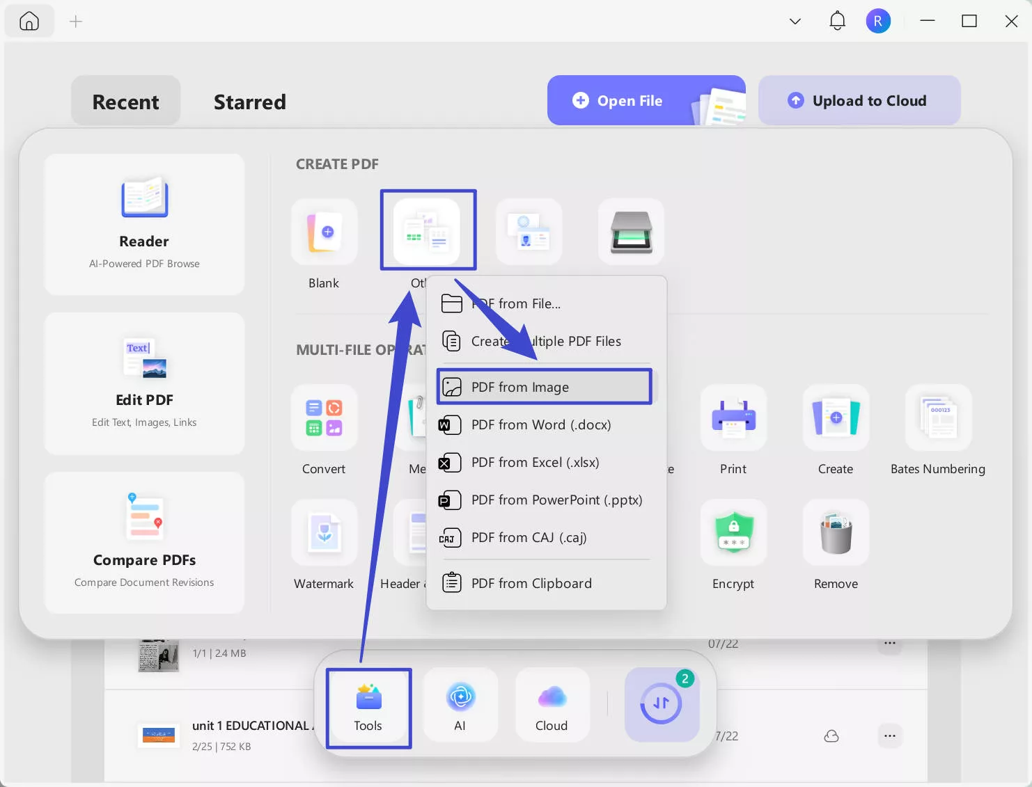 create pdf from image with updf on windows