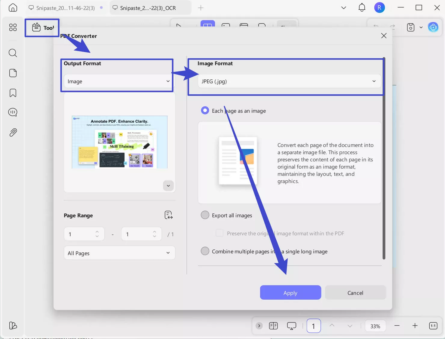 Edit the image after exporting with updf on windows
