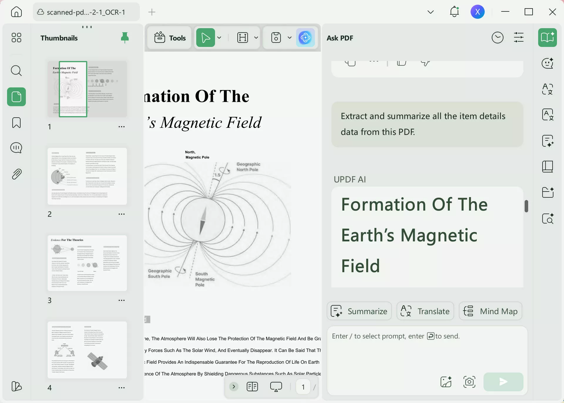 ai to extract data from pdf summarize data