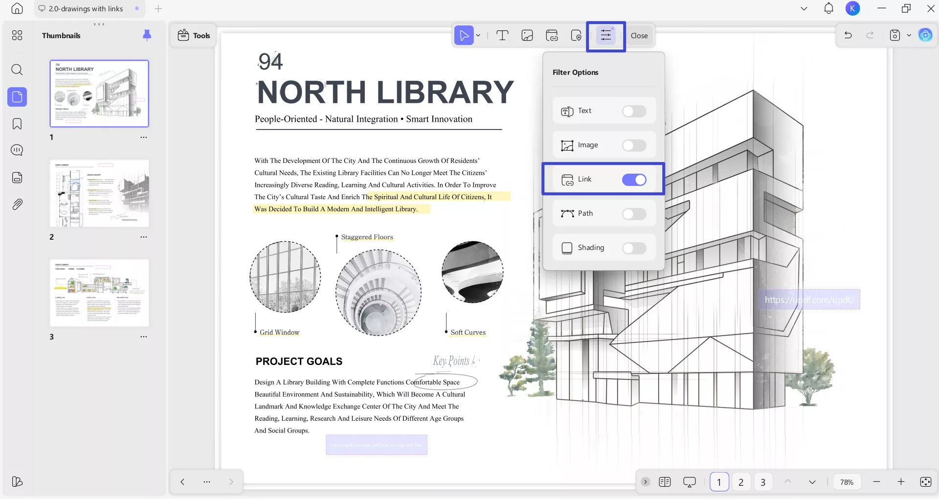 filter options to delete all links on one page