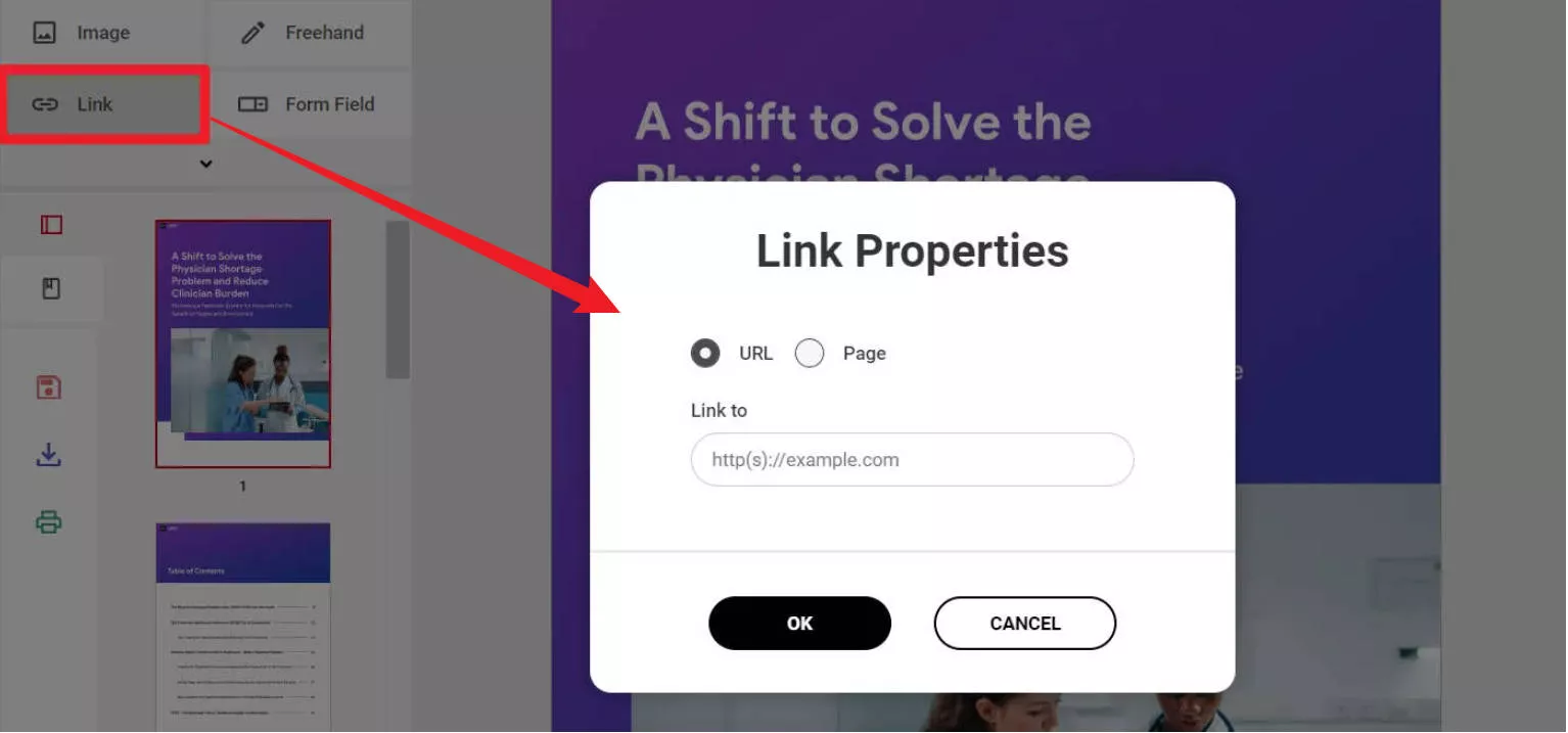 add link to pdf online pdfescape