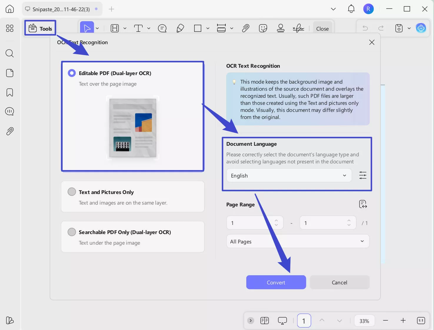 OCR image with updf on windows
