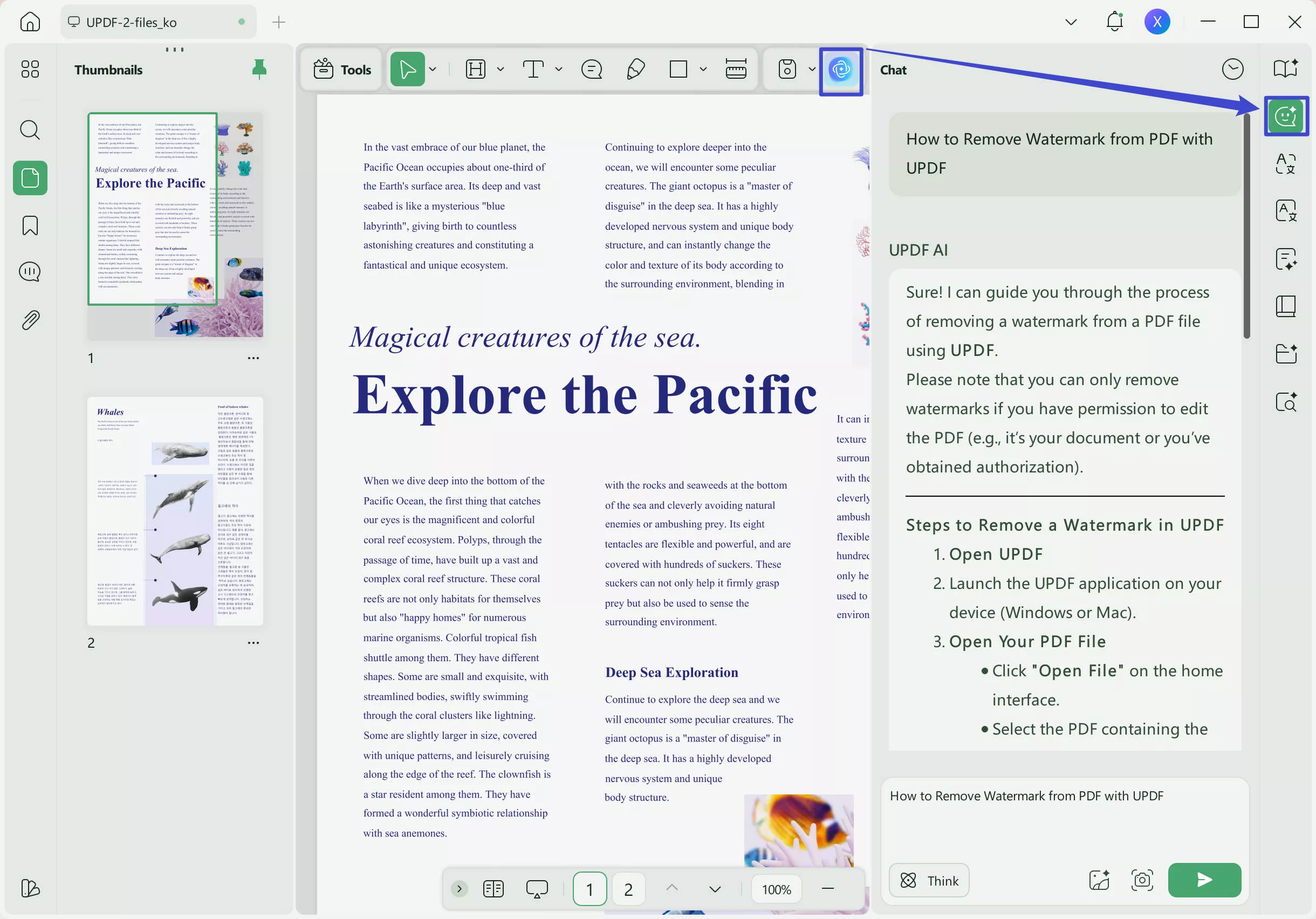 pdf watermark remover ai ask in chat mode
