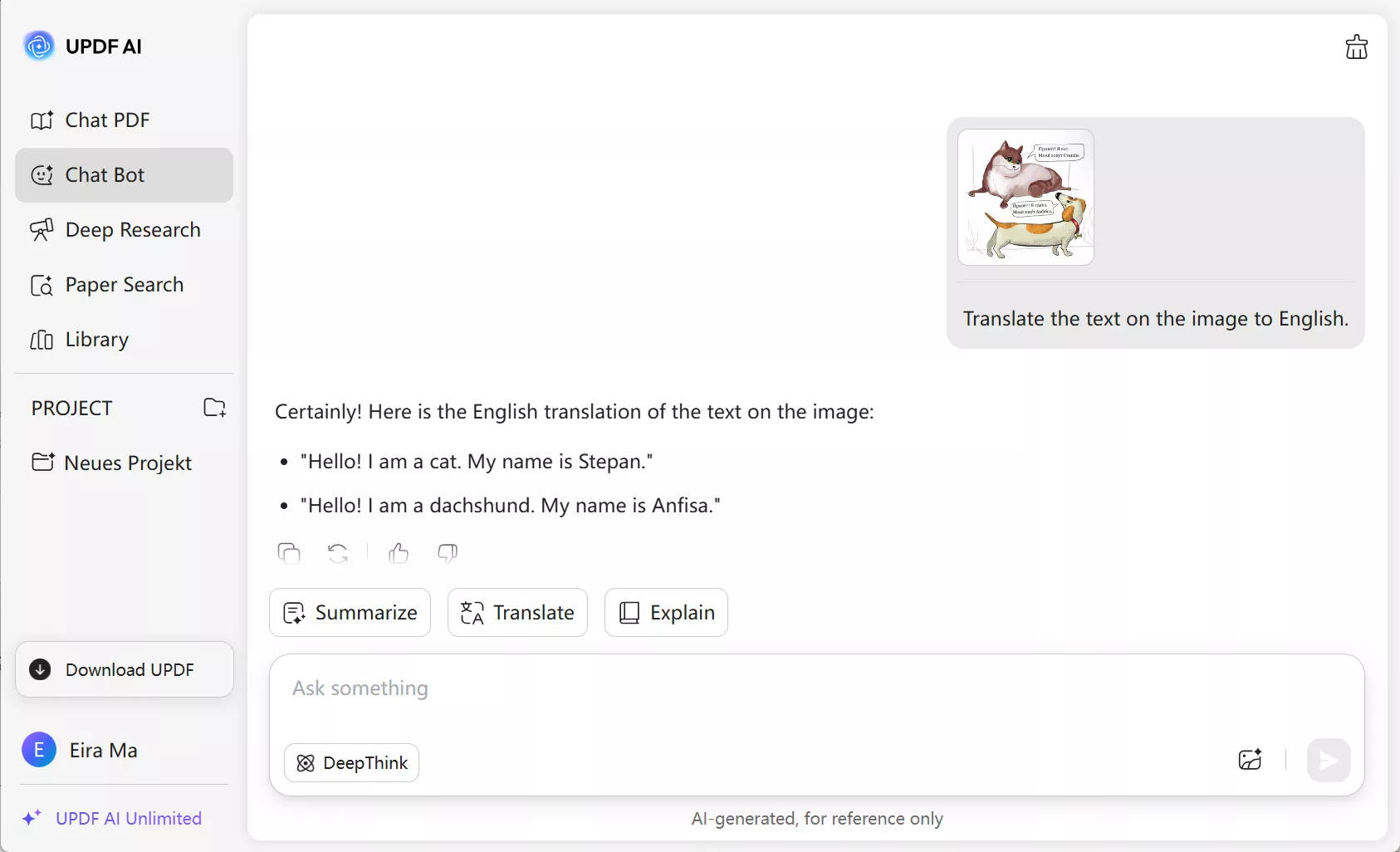 translate Russian image to English using UPDF AI online