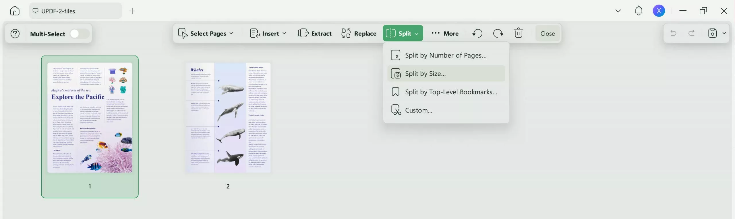 split pdf online updf