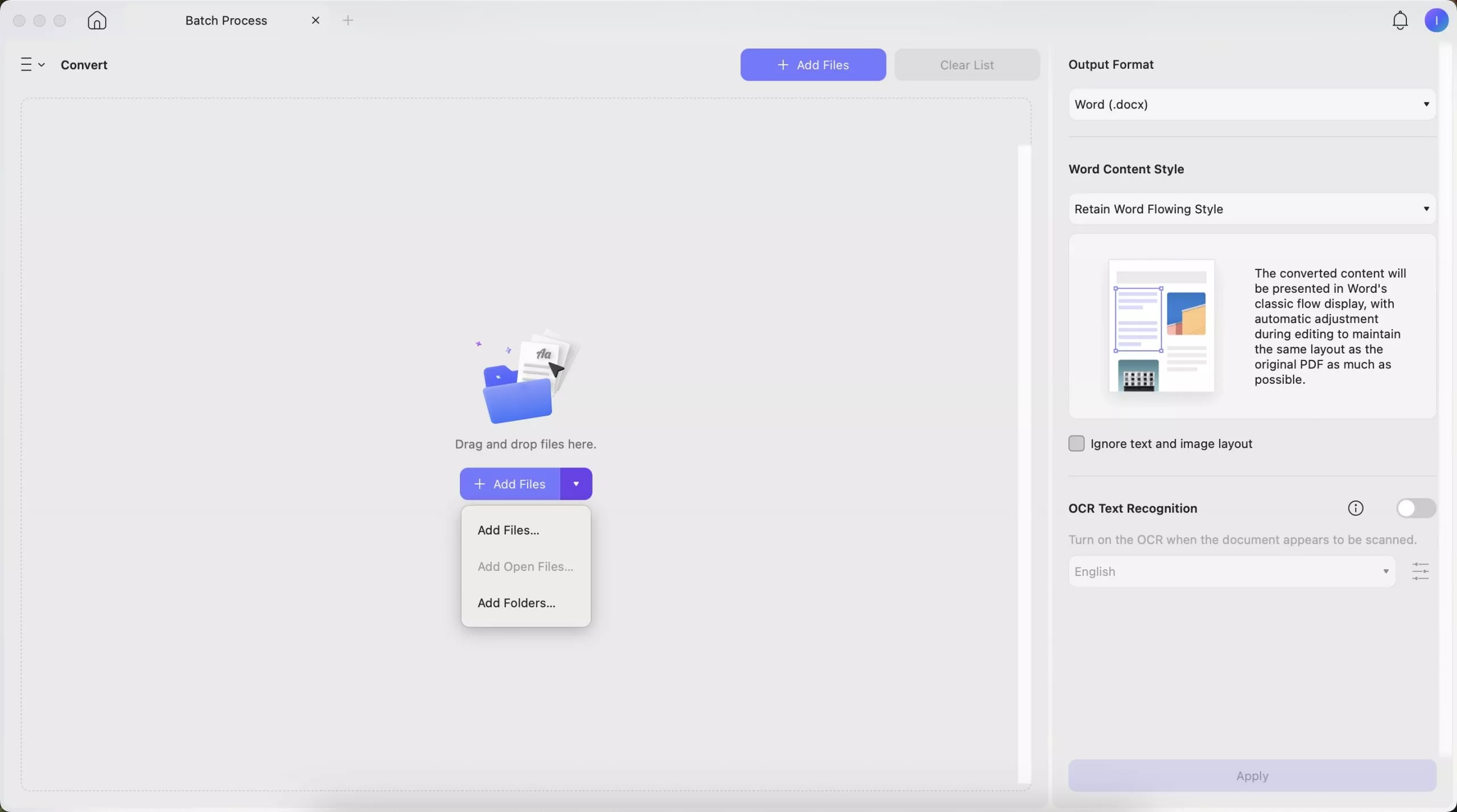 batch adding pdfs in updf