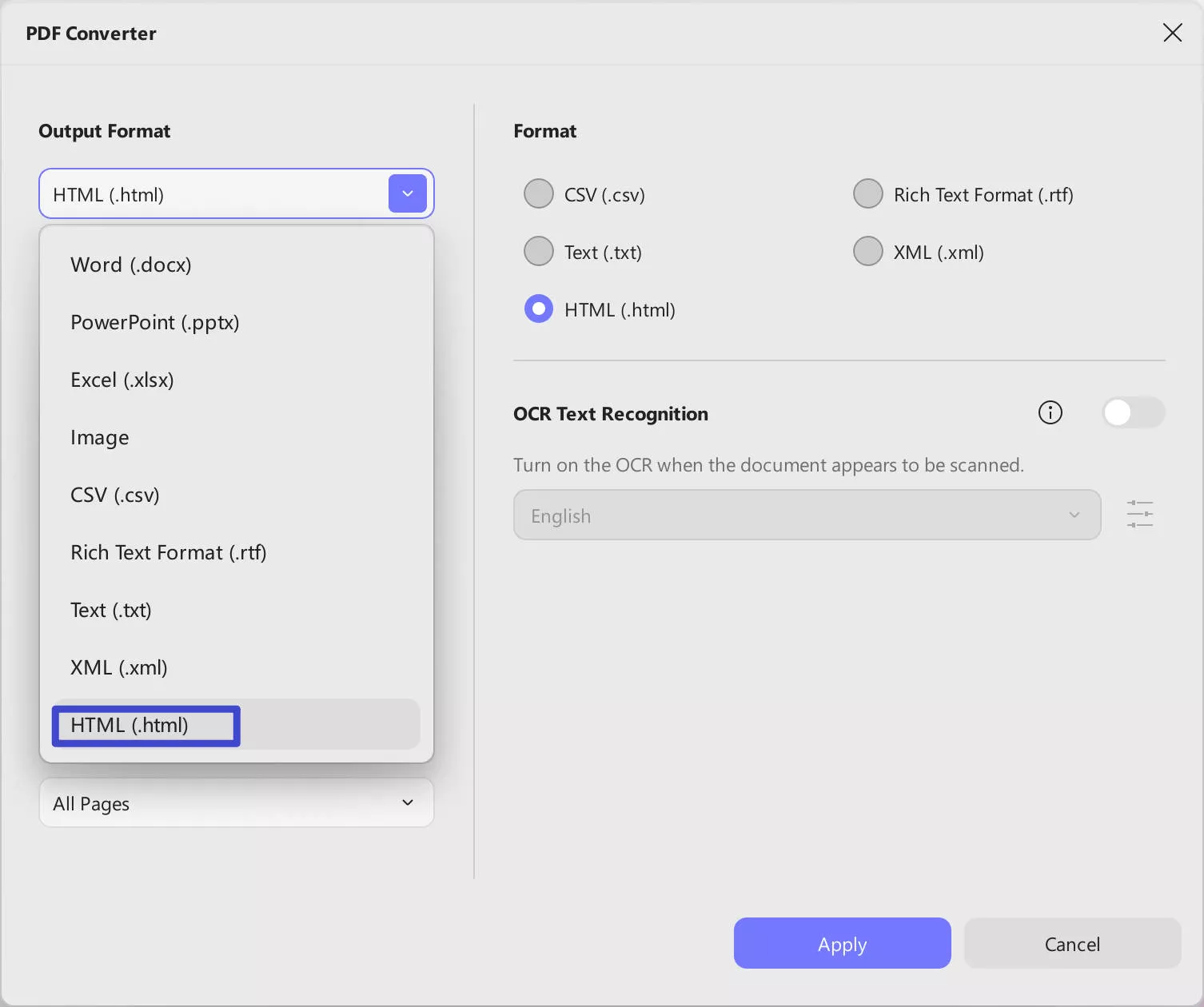 pdf vs html output format