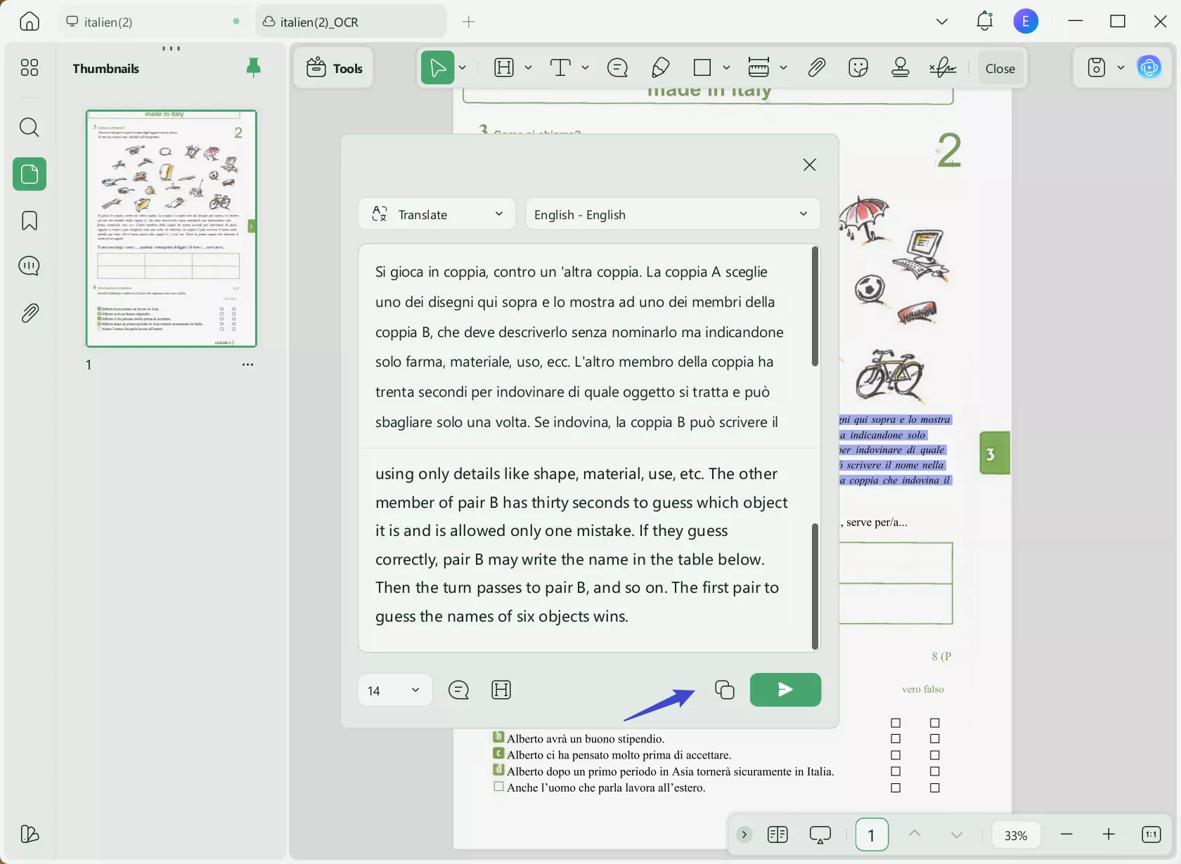translate image italian to english copy text