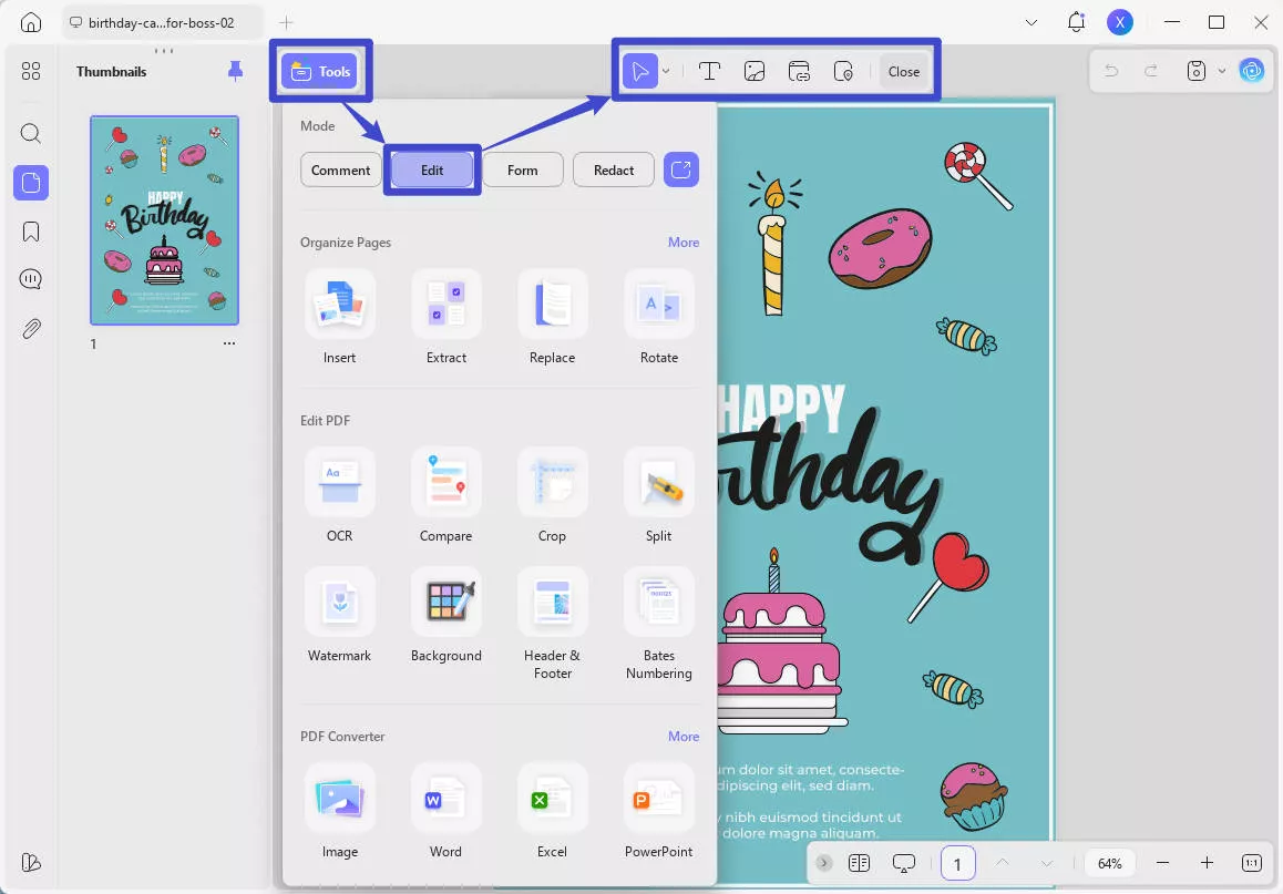 bin to pdf edit text updf