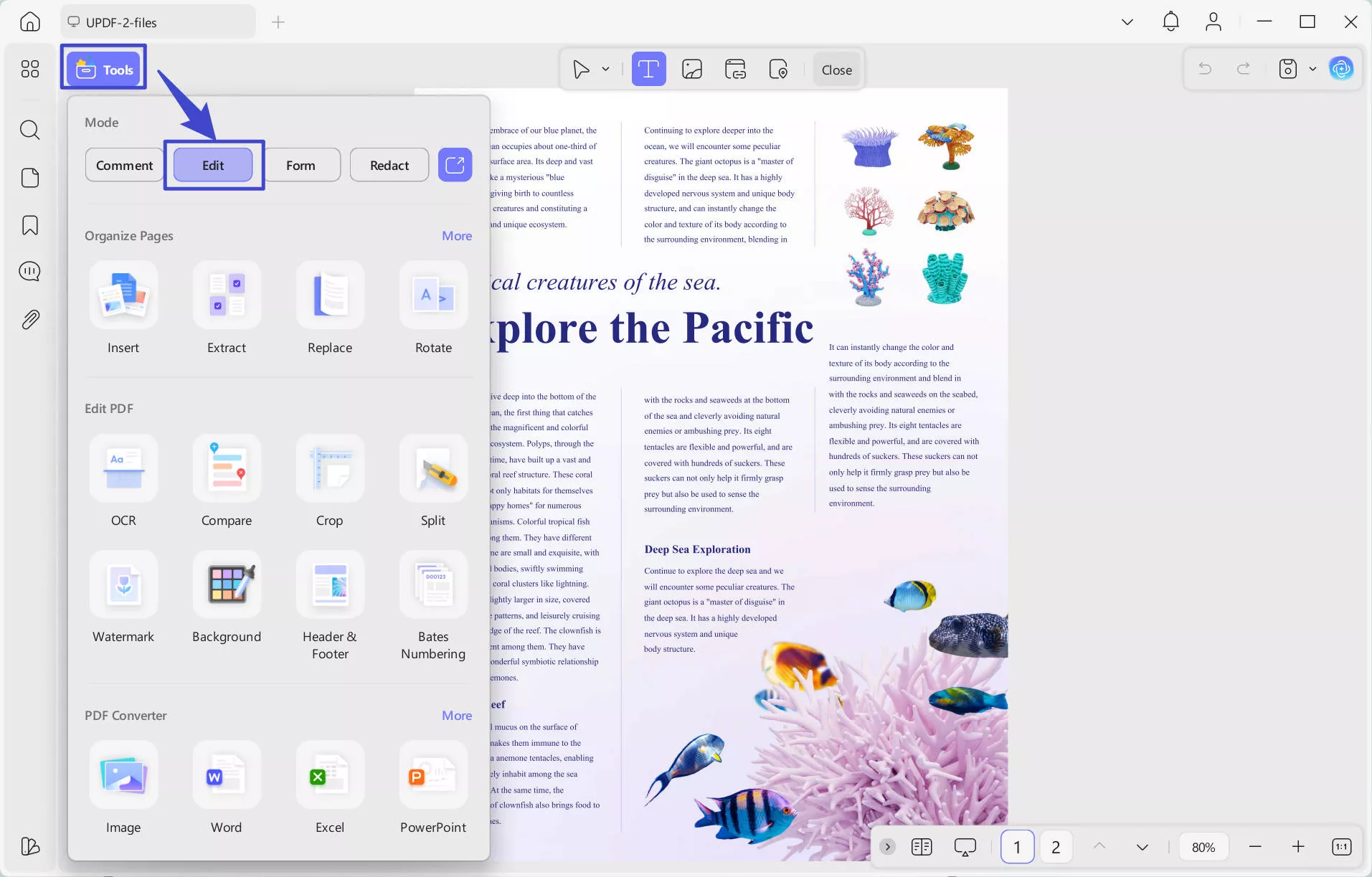 enter the edit mode with updf windows