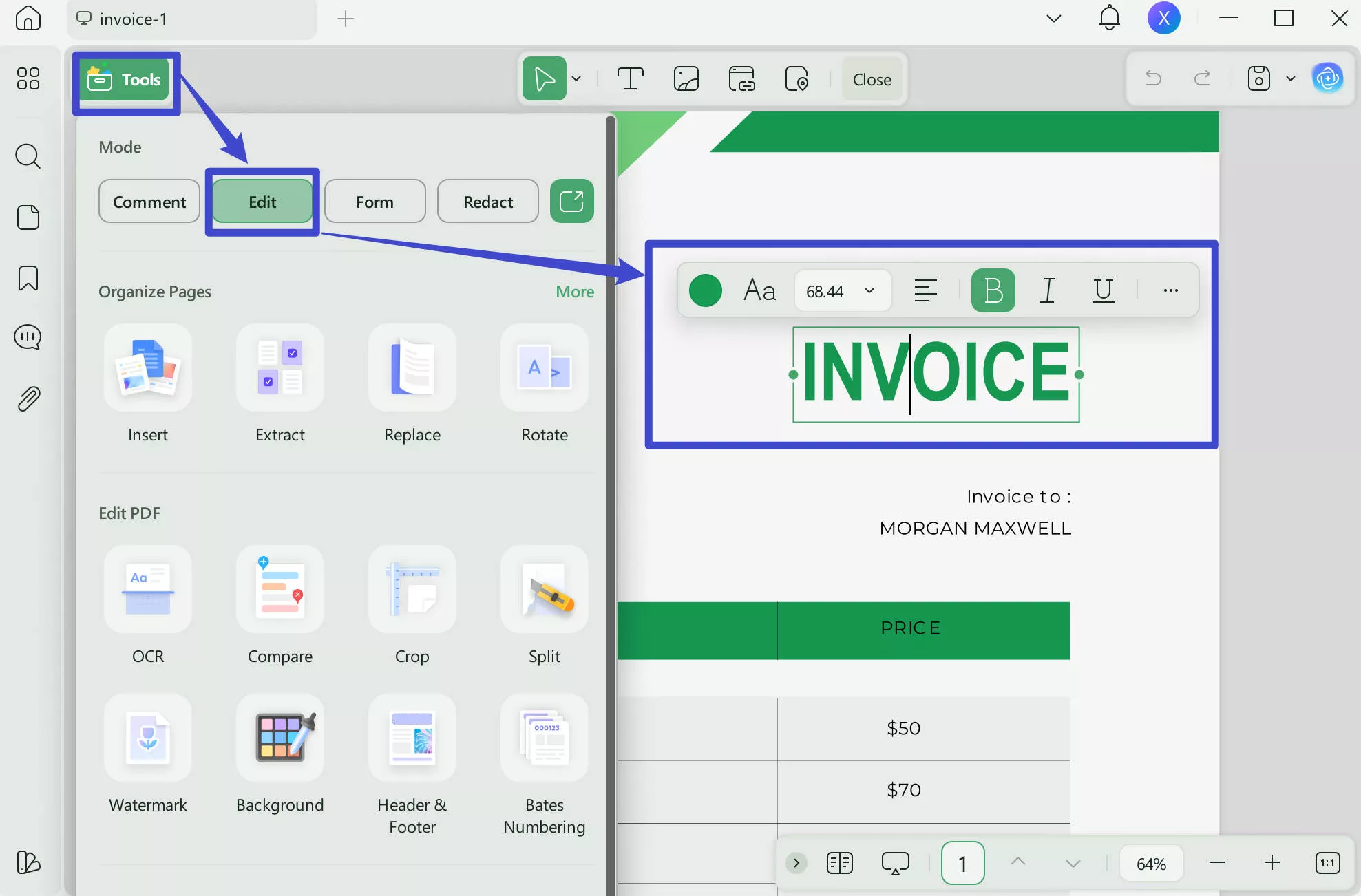 receipt generator edit invoice updf