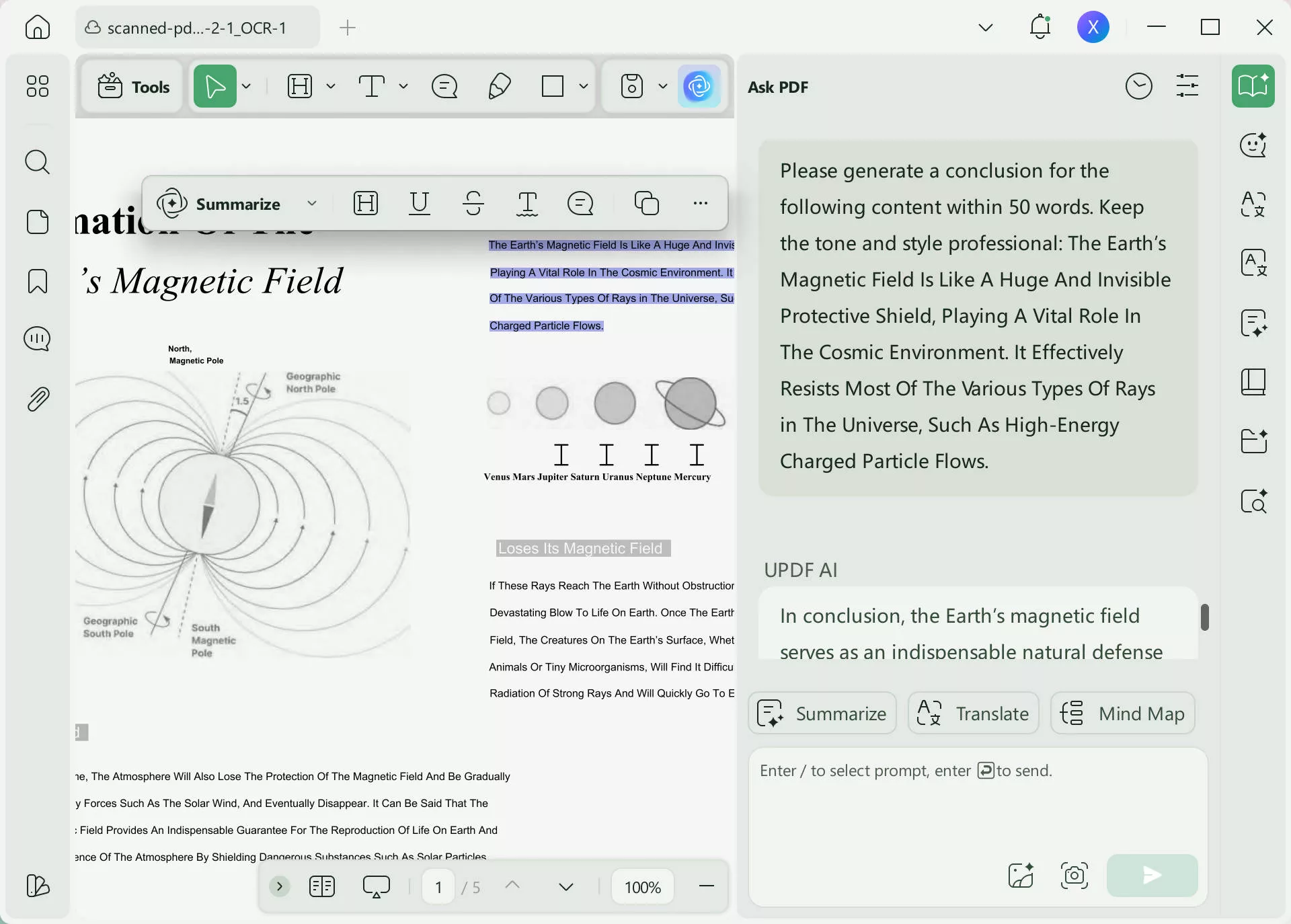 Use UPDF AI Conclusion Generator