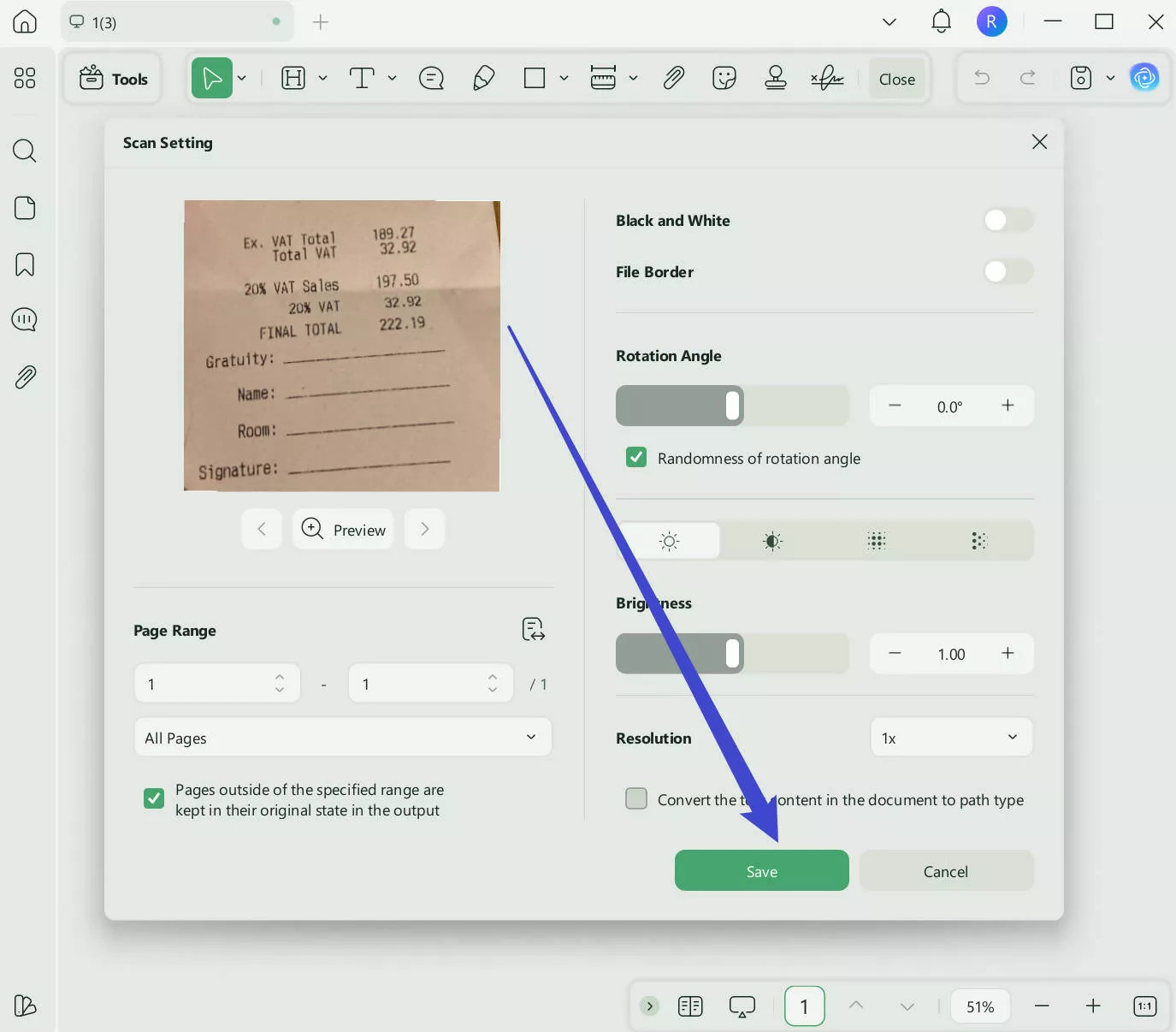 save image receipt updf windows
