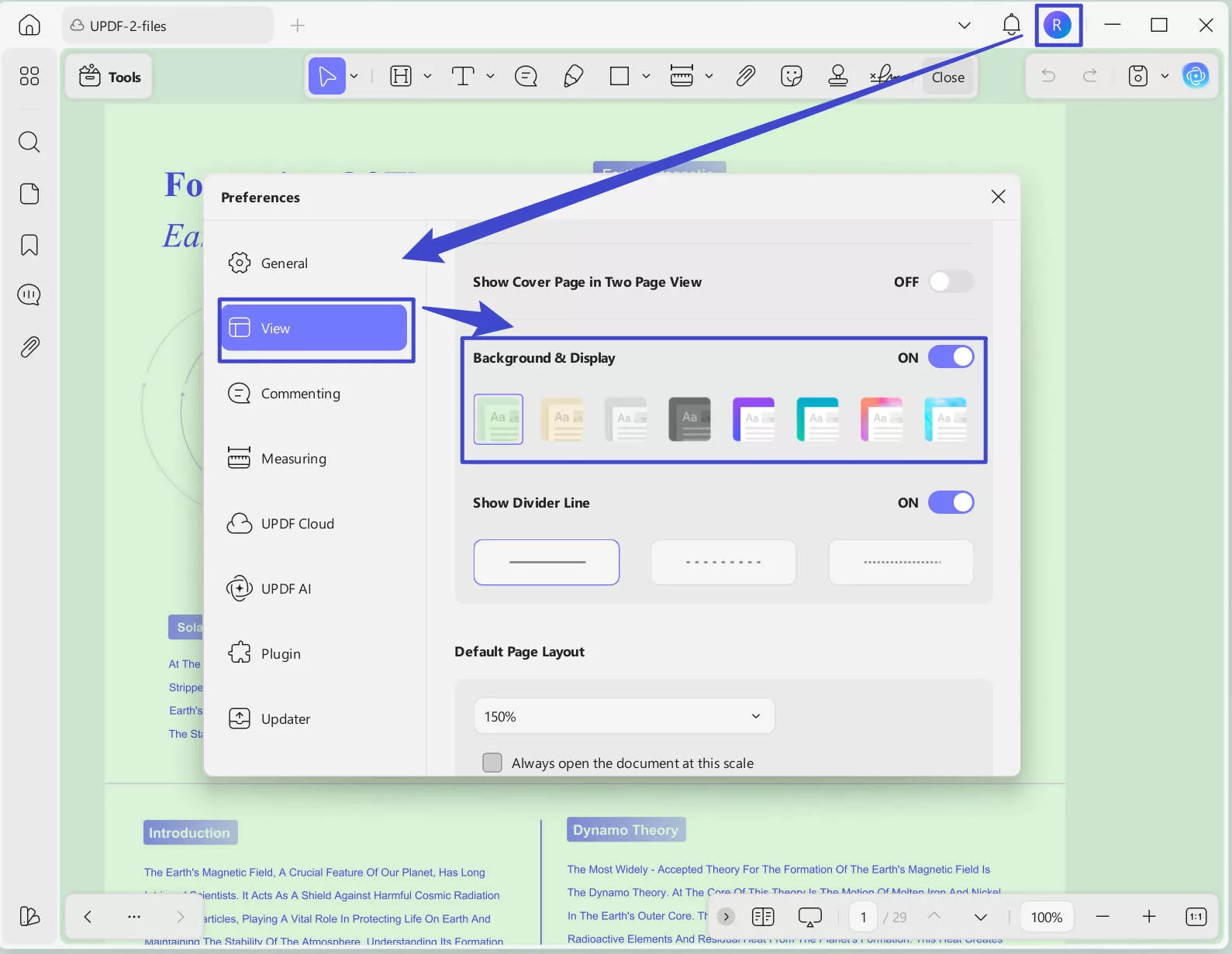 enable eye protection mode updf windows