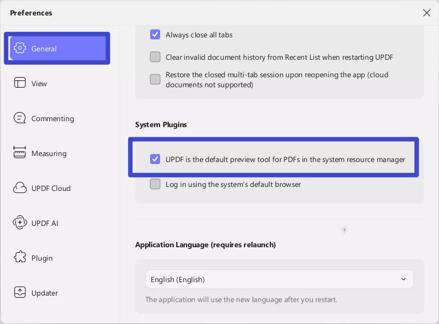 check if updf is the default preview tool
